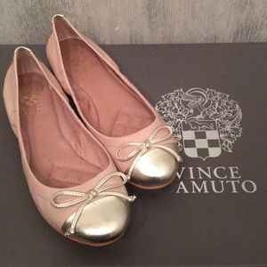Vince Camuto Pink & Gold Ballet Flats